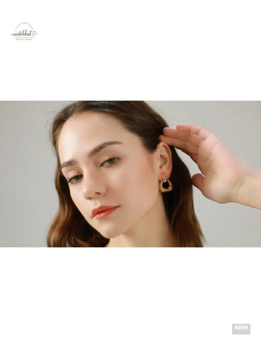 Chunky Gold Drop Dangle Earrings Geometric Link Hoop Hypoallergenic Lightweight